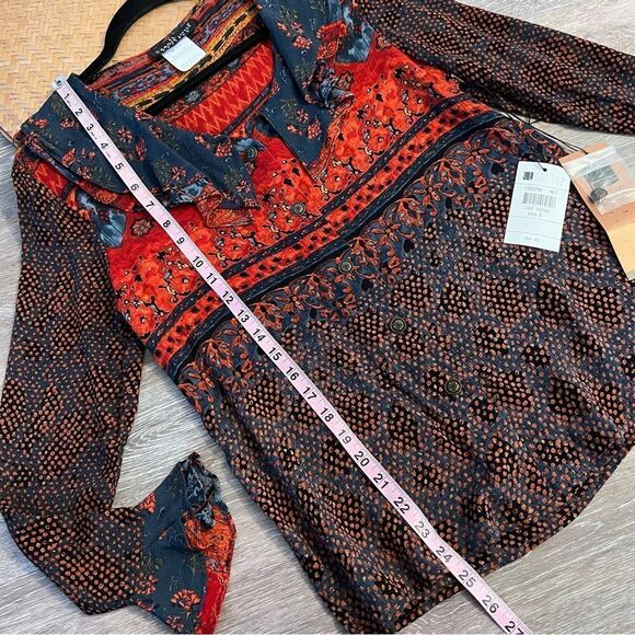 Vintage 90’s cottagecore prairie ruffle boho printed blouse art‎ to wear nwt - Picture 5 of 6